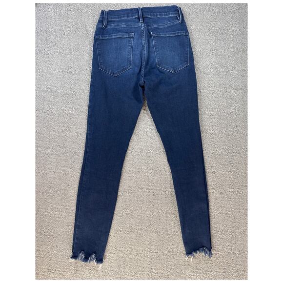 Frame Denim Jeans Le Skinny De Jeanne Shelby Dark Wash Raw Hem Size 27 - Picture 2 of 9